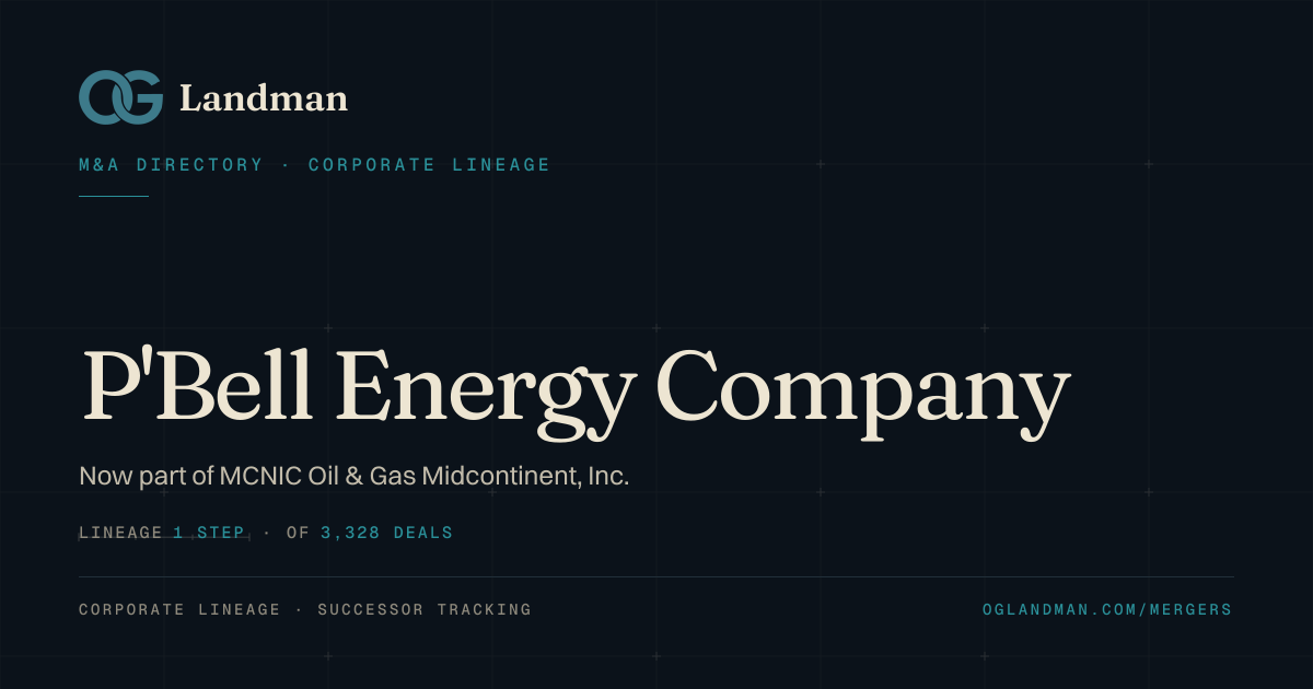 Who acquired P'Bell Energy Company? Now part of MCNIC Oil & Gas ...