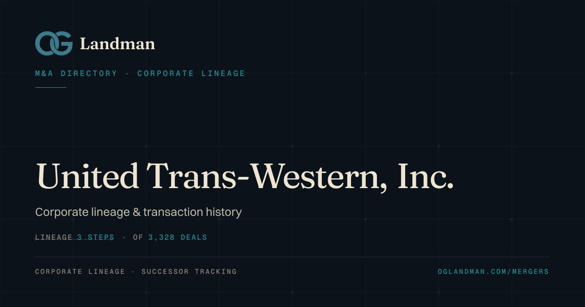 United Trans-Western, Inc.: Acquisition History & Corporate Lineage ...